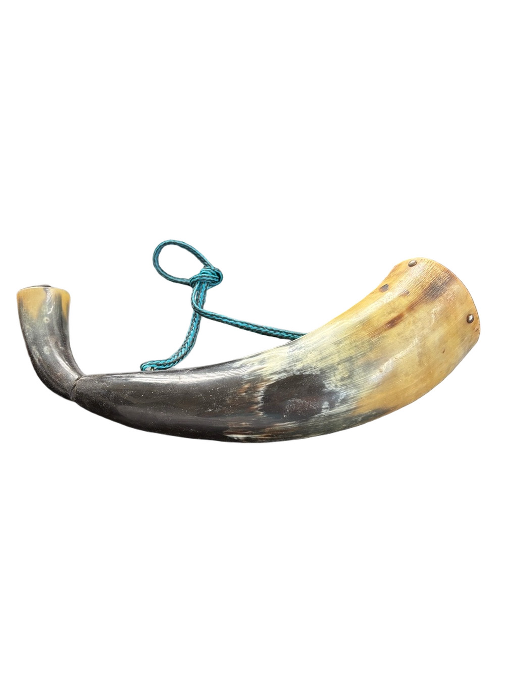 Handcrafted Modern Black Power Horn With Wood End Cap